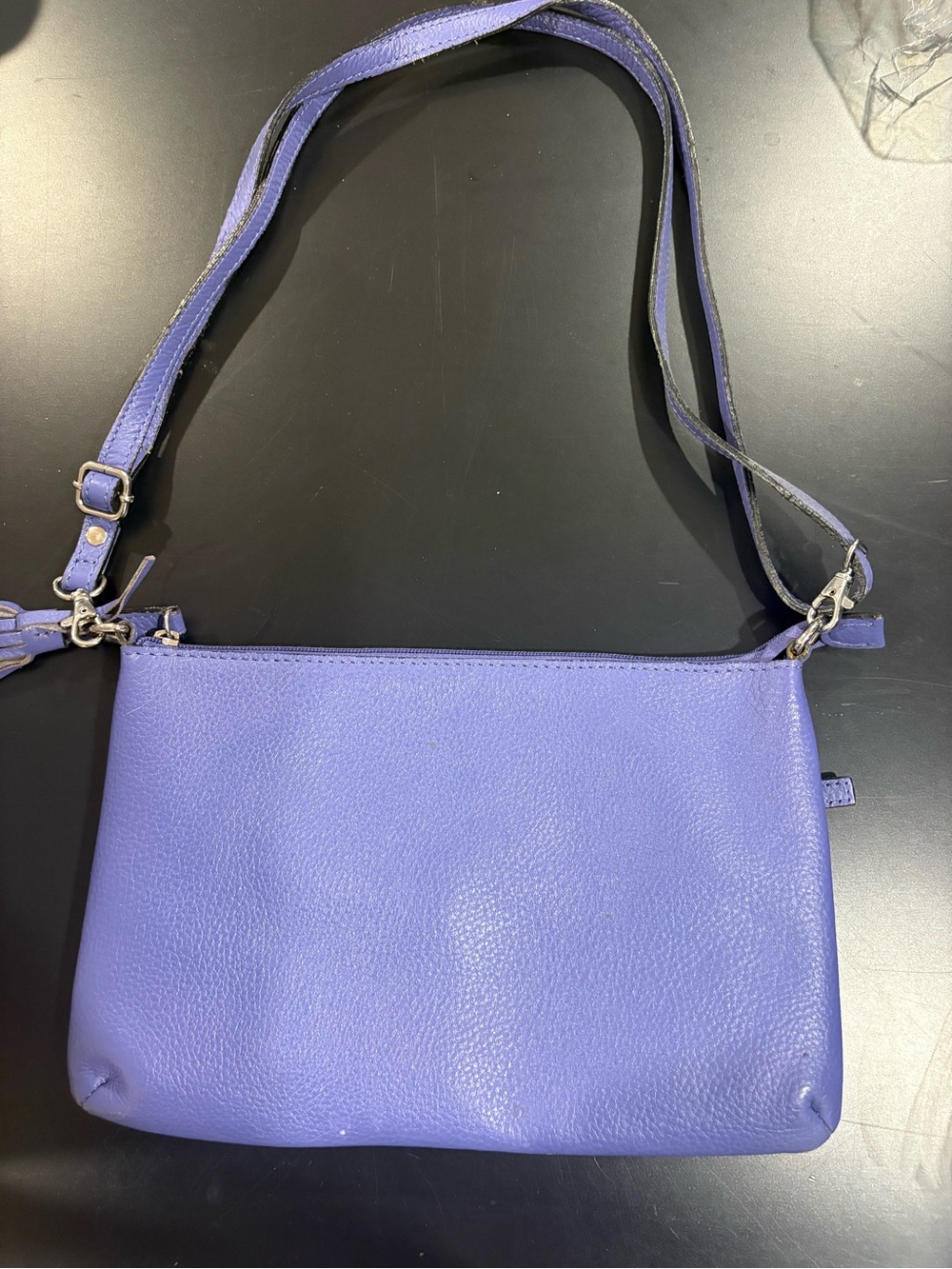 Lavender Leather Crossbody Bag with Adjustable Strap Italian leather luxury